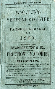 Walton's Vermont Register and Farmers' Almanac for 1875 with statistics for Starksboro, Vermont (VT)