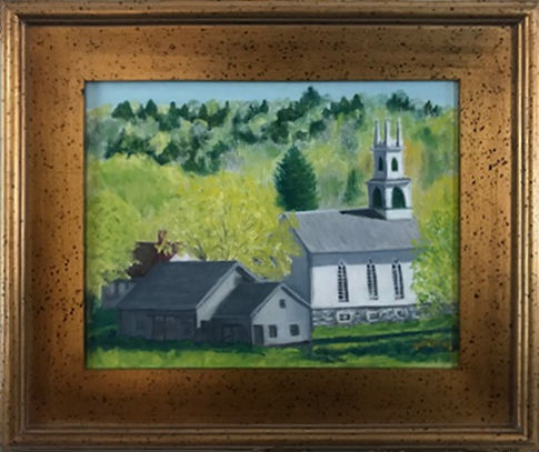 Cynthia Guild Kling original paining of the Starksboro Village Meeting House