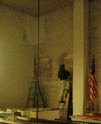 Starksboro Village Meeting House Sanctuary Refurbish- Wallpaper Being Removed