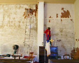 Starksboro Village Meeting House Sanctuary Refurbish- Removing Wallpaper