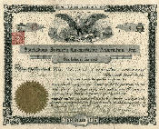 stock certificate for the Starksboro Farmers Co-operative Association, Inc., Starksboro, Vermont issued to Olive A. Carpenter on June 29, 1918