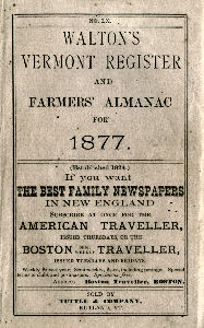 Walton's Vermont Register and Farmers' Almanac with statistics for Starksboro, Vermont (VT)