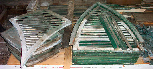 window blinds that were made by Howden and Bosworth of nearby Bristol, Vermont  for the Starksboro Village Meeting House, Starksboro, Vermont that are in storage today in the Meeting House attic