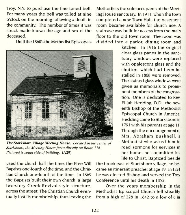 Bertha's Book - A View of Starksboro's History, Chapter 1988, Starksboro Village Meeting House, Starksboro, Vermont pg. 122